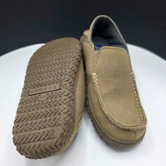 George Mens Canvas Crash Back Slip on Slipper Loafer Shoes Taupe US 7/8 Preown - Picture 2 of 4